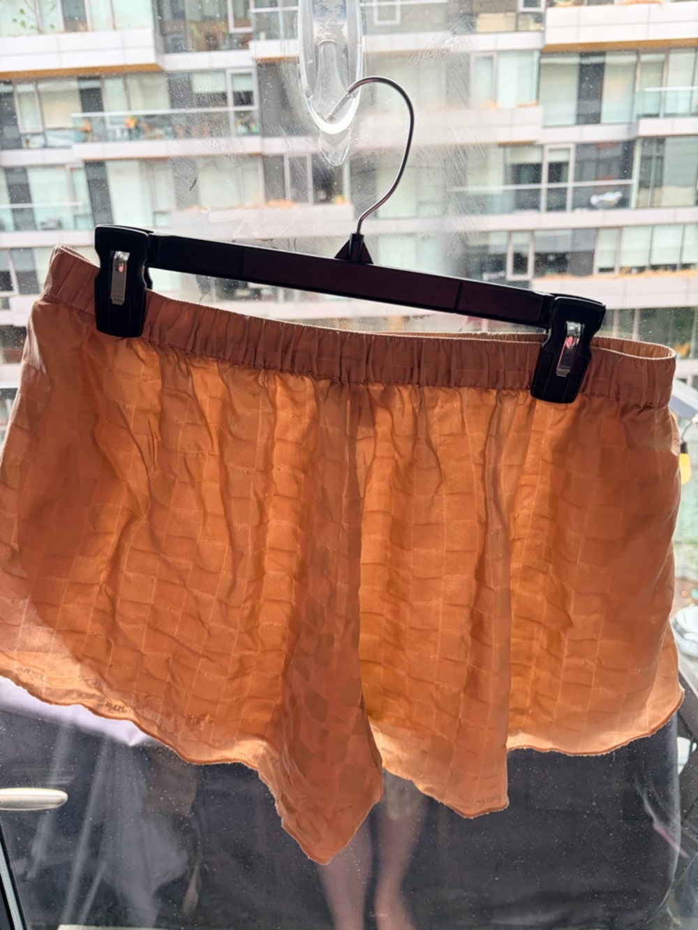 Lunya Washable Silk Shorts Tank Set Checkered Jacquard In Otium Tan - Picture 7 of 12